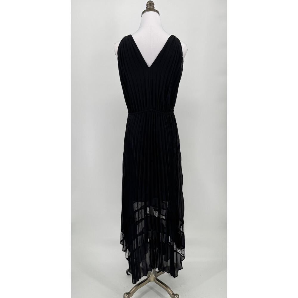The Kooples Black Lace Embroidered Pleated Crepe Midi Dress Sz 3 US S - Picture 5 of 8